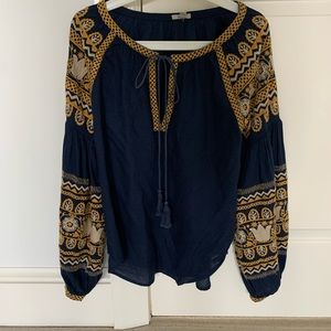 Navy Ecote Peasant Top